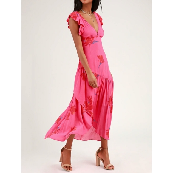 Free People She's A Waterfall Pink Dress Sz 4 & 6 - Picture 2 of 4